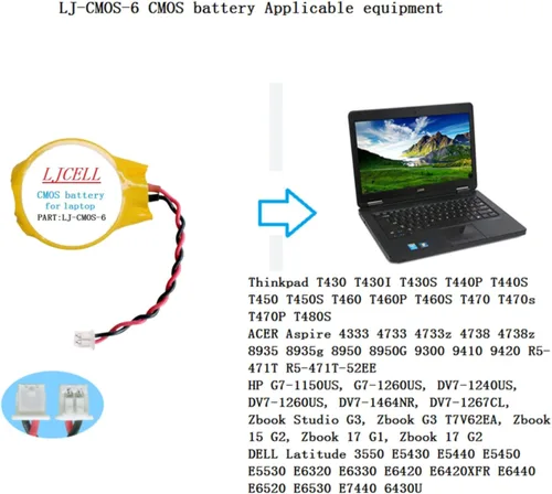 Vista 5 de Batería CMOS para IBM Lenovo Thinkpad T430 T450S T460 T460P T480S DELL Latitude E5450 E5430 E5440 E5530 E6420 E6320 E6330 Inspiron 9400 Laptop BIOS