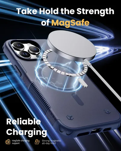 Vista 4 de Rockaway Funda magnética para iPhone 14 Pro Max, compatible con MagSafe, antideslizante, resistente a prueba de golpes, para iPhone 14 Pro Max