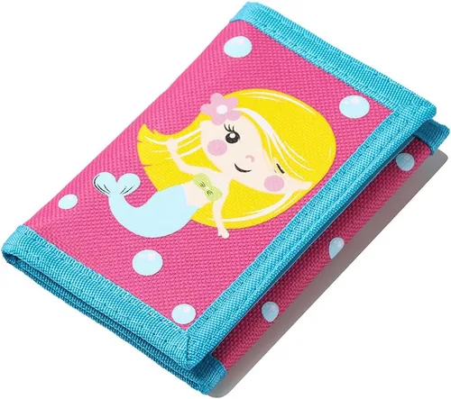 Vista 2 de NEICY Cartera de lona triple plegable para exteriores bonita cartera de dibujos animados con cremallera para niños unicornio Mermaid02