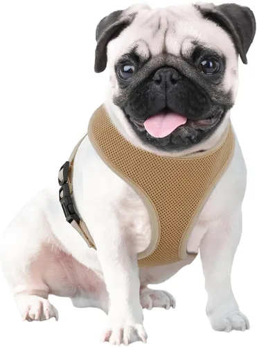 Vista 24 de MoNiBloom Arnés para perro de tamaño pequeño, chaleco acolchado suave para cachorros para caminar, correr, entrenar - negro, XS