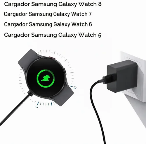 Vista 4 de Cargador de reloj Samsung de 6 pies de largo compatible con Samsung Galaxy Watch 8/8 Classic/7/6/Ultra, 6 Classic, 5/5 Pro/4/4 Classic/3/Active 2/1