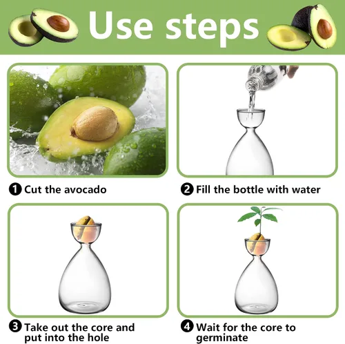 Vista 3 de Jarrón pequeño de iniciación de semillas de aguacate, kit de cultivo de árbol de aguacate, jarrón de vidrio de aguacate, regalo para los amantes
