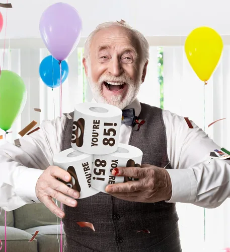 Vista 7 de Papel higiénico impreso TP Holy Poop You're 85 - Papel higiénico impreso con texto en inglés «Happy 85th Birthday» para la mejor broma, sorpresa