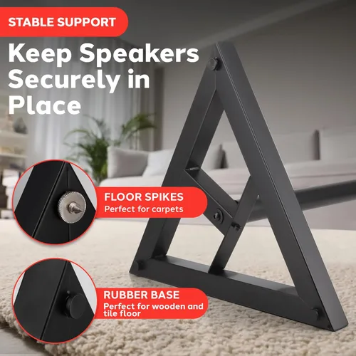Vista 4 de Pyle Par de Soportes para Altavoces de Sonido - Soporte para Play 1 y 3, Altura Telescópica Ajustable de 26" - 52", Base Triangular de Tres Puntos