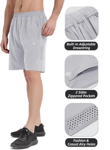 Vista 3 de Pantalones cortos deportivos para hombre, pantalones cortos de entrenamiento para correr, tenis, gimnasio, 5, 7, 9 pulgadas, cómodos, ligeros, 3