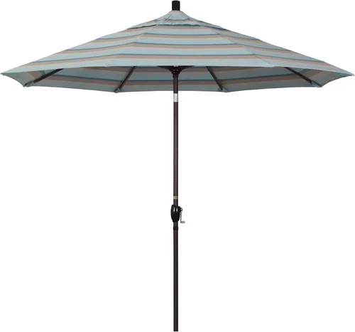Vista 29 de California Umbrella Paraguas redondo de aluminio del mercado de 9', elevación de manivela, inclinación del botón, poste de bronce Azul (Air Blue)
