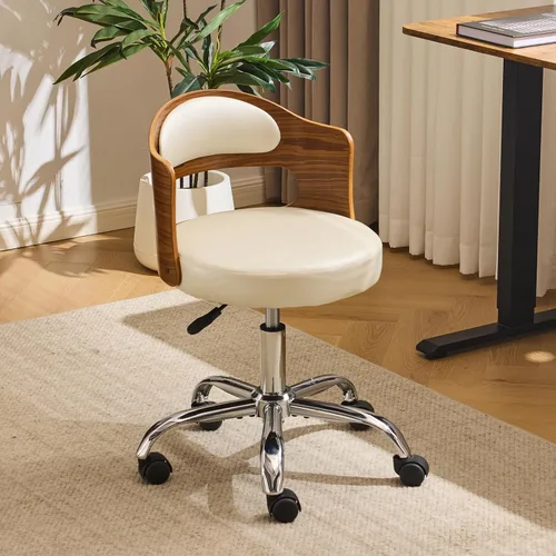 Vista 11 de VINGLI Silla de Escritorio de Oficina en Casa sin Brazos, Silla Giratoria Ajustable, de Doble Uso con/sin Ruedas, Pequeña Silla de Trabajo Curvada