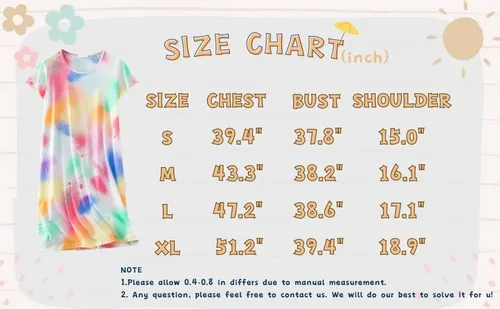 Vista 8 de QUCH Camisones para mujer, camisón de algodón para mujer, manga corta, camisas de dormir para mujer, ropa de dormir con estampado de pijama, camisas