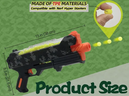 Vista 3 de YTSWELE Pistola Blaster con gafas protectoras con pistón de resorte y 100 rondas para hasta 110 FPS compatible con dardos Nerf Hyper Rounds, fácil