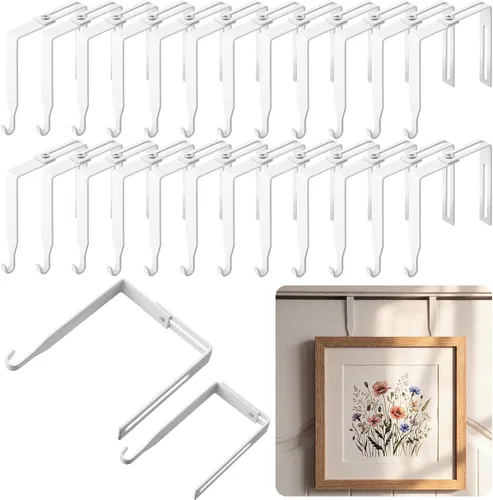 Vista 18 de Amylove 4 ganchos ajustables para cubículos, ganchos universales de metal para cubículos, para colgar puertas, ajustables para adaptarse a paneles