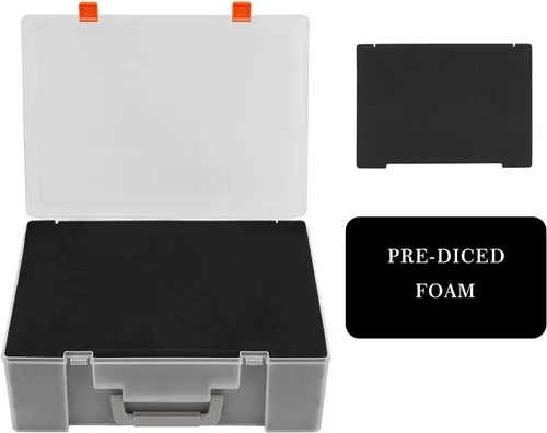 Vista 5 de Funda de Transporte Resistente para Figuras en Miniatura con 108 Ranuras - Estuche de Transporte Compatible con D&D y Más (Transparente)