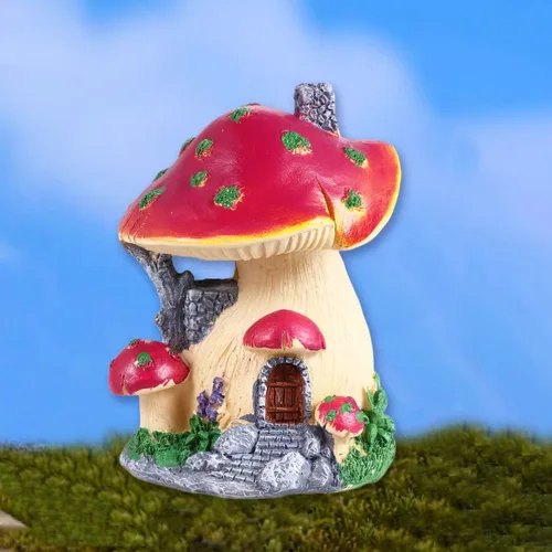Vista 9 de Happyyami Decoración de plantas de casa de hongos en miniatura, figuras de hadas, estatua de hongos, adorno de estatua de hongo, adorno de bricolaje