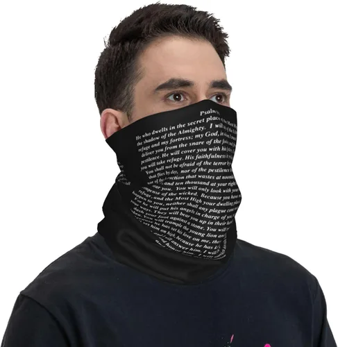 Vista 6 de Psalm 91 - Pasamontañas para el cuello, pasamontañas, máscara facial transpirable para hombres y mujeres, color blanco