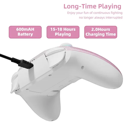 Vista 8 de Gradient Pink Wireless Switch Controller Compatible with Nintendo SwitchOLEDLite Steam Deck, Mytrix Pro Controller with Turbo, Motion, Vibration