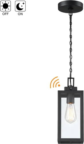 Vista 5 de 13 Inch Outdoor Pendant Light Dusk to Dawn Hanging Porch Light for Entrance Front Door Photocell Pendant Lights for Porch Dusk to Dawn Hanging