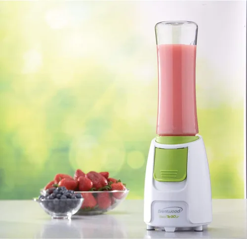 Vista 2 de Brentwood Appliances JB-196 - Batidora para llevar, cuerpo blanco con botón verde