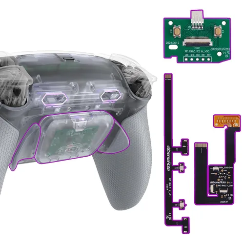 Vista 9 de eXtremeRate RISE Plus MAX Back Paddles Kit with Clicky Trigger Stops & Rubberized Grip for PS5 Controller BDM-030 040 050, Remappable Back Buttons