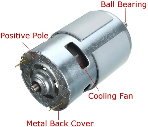 Vista 4 de 775 DC Motor DC 24V Max 20000RPM Rodamiento de bolas Gran par de alta potencia Motor de engranajes de bajo ruido Motor de componentes electrónicos