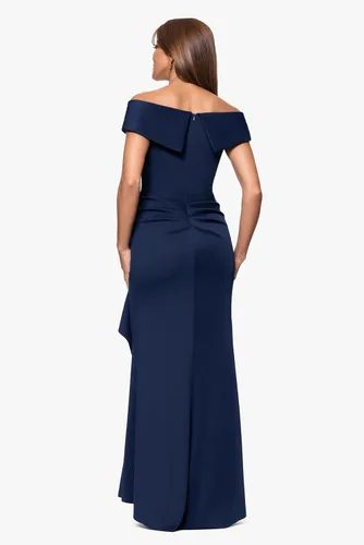 Vista 3 de Xscape Womens Long Off Shoulder Sweetheart Neck Side Ruffle Gown (Reg and Petite)