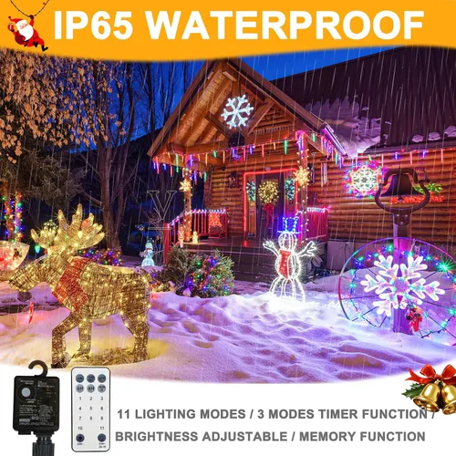 Vista 6 de XUNXMAS Luces de Navidad con 300 luces LED de 108 pies que cambian de color con blanco cálido y multicolor, 11 modos, impermeable, conectable, tira