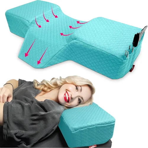 Vista 11 de Almohada de pestañas para extensiones de pestañas - Almohada de cama de espuma viscoelástica curvada, reposacabezas ergonómico con soporte