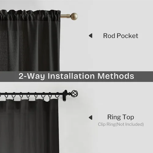Vista 6 de Anpark Cortinas semitraslúcidas de lino con bolsillo para barra de cortina incluidas, cortinas semitransparentes, privacidad y serenidad