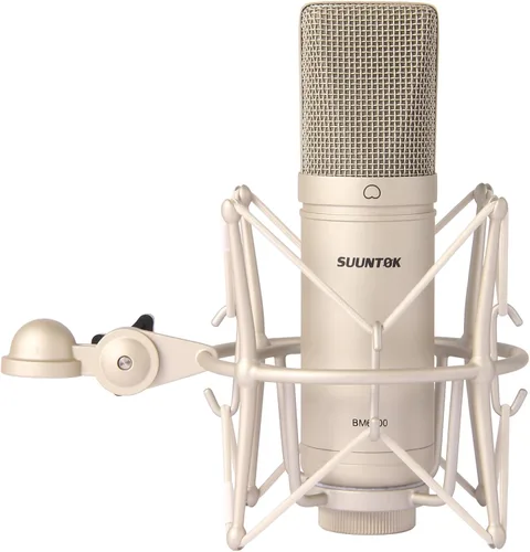 Vista 8 de SUUNTOK Micrófono de condensador XLR, kit de micrófono cardioide profesional de diafragma grande para grabación con montaje de choque, para estudio