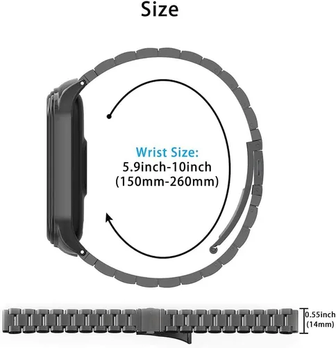 Vista 7 de Mi Band 6 Mi Band 5 Correa para Xiaomi Mi Band 4 3, Correa de reloj de acero inoxidable Pulsera de repuesto de metal para Mi Smart Band 6