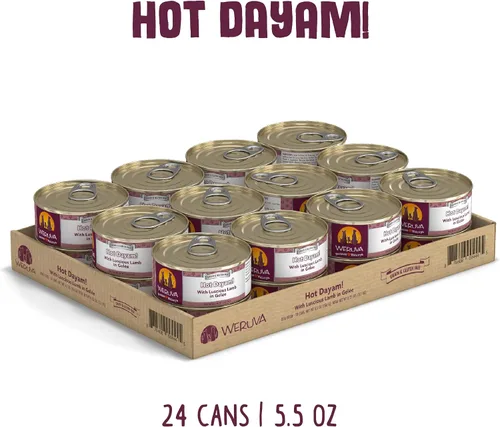 Vista 2 de Weruva Comida clásica para perros, Hot Dayam! con cordero en gelée, lata de 5.5 onzas (paquete de 24)