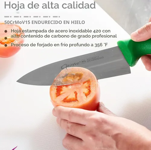 Vista 4 de CURTA Cuchillo de chef de grado comercial de 6 pulgadas, certificado NSF, ergonómico, mango negro antideslizante, hoja forjada de acero inoxidable