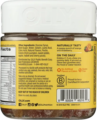 Vista 2 de OLLY Gusanos de gomita multivitamínicos para niños, salud general y apoyo inmunológico, vitaminas y minerales A, C, D, E, Bs y zinc, suplemento