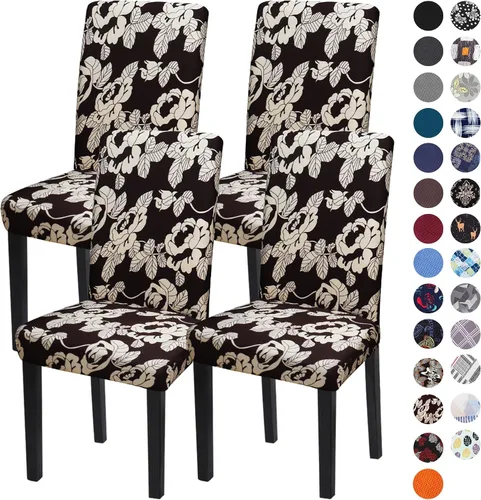 Vista 77 de Sufdari Juego de 2 fundas para sillas de comedor, fundas para sillas de cocina, fundas para sillas Parsons, protectores de sillas de elastano