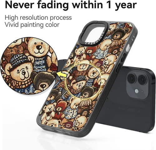 Vista 4 de Compatible para iPhone 11 Funda Bonita Estética - Funda de Teléfono Duradera de Moda Divertida - Diseño de Cubierta con Estampado de Patrón de Oso