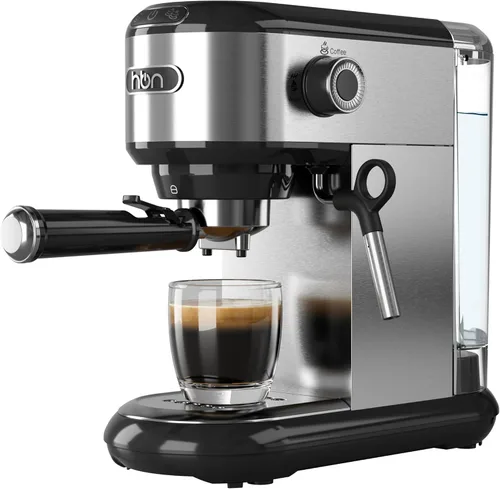 Vista 8 de HBN Máquina de café expreso de 20 Bar con espumador de leche, cafetera compacta para café molido, cafetera de acero inoxidable con varilla de vapor