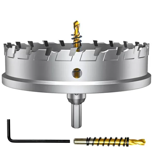 Vista 14 de ASNOMY Broca de sierra perforadora con punta de carburo de tungsteno para metal duro, cortador de sierra de agujero T.C.T de 1/2 pulgada con 2