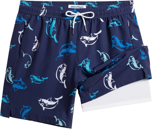 Vista 17 de maamgic Traje de Baño para Hombre 2 en 1, Pantalones Cortos de Natación de 17.8 cm para Hombre, Trajes de Baño, Pantalones Cortos de Tabla