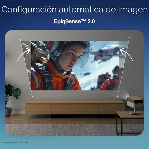 Vista 7 de Epson Lifestudio Flex Plus 4K PRO-UHD - Proyector portátil de estilo de vida, 1000 lúmenes de color y brillo blanco, sonido de Bose, Google TV, Gris