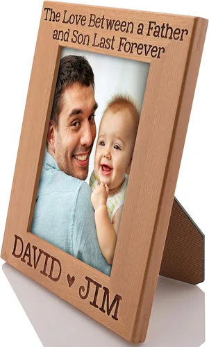 Vista 2 de Marco de fotos personalizado para regalos de papá, marco de fotos de madera de 5 x 7 pulgadas, gran regalo para el día del padre, cumpleaños