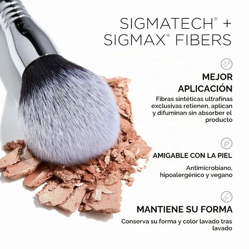 Vista 5 de Sigma Beauty F24 All-Over Powder™ - Cepillo de maquillaje, cabeza redondeada grande