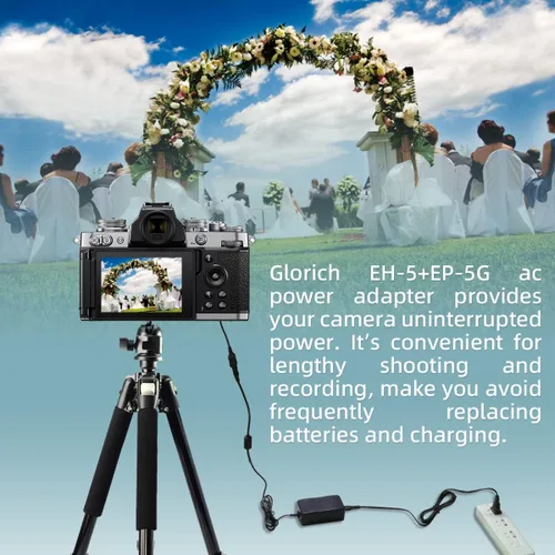 Vista 2 de Glorich EP-5G Acoplador DC EN-EL25 ENEL25 EN-EL25a ENEL25a Batería ficticia EH-5 Adaptador de fuente de alimentación de CA Conector de alimentación