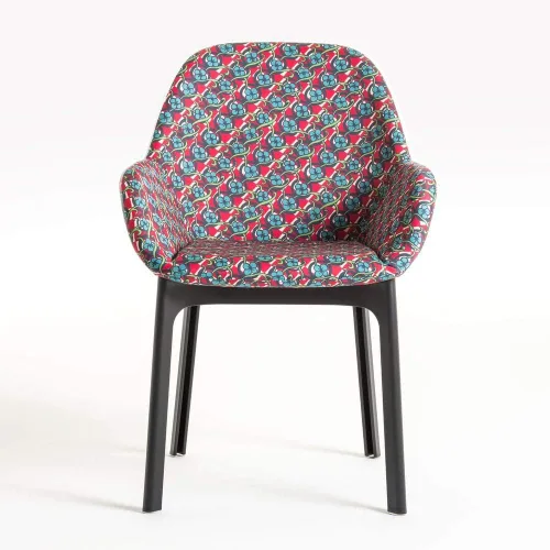 Vista 3 de Kartell SFCH-K4182-NA Silla de comedor, marco: negro, funda: Geometrico Rosso 22.8 in, D 22.2 pulgadas (22.2 in), H 33.5 pulgadas (33.5 in), SH18.9