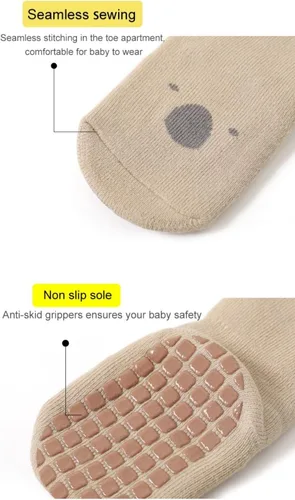 Vista 4 de Calcetines antideslizantes para bebés, calcetines cálidos y gruesos antideslizantes para niñas y niños recién nacidos