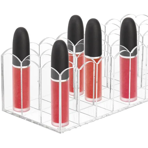 Vista 2 de Hedume Paquete de 2 organizadores de brillo de labios, brillo de labios acrílico de 24 espacios y soporte para maquillaje, vitrina de brillo