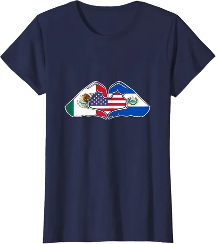 Vista 40 de Corazón manos México, El Salvador y Estados Unidos. Camiseta, Negro