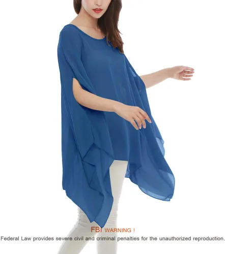 Vista 3 de Max Hsuan - Blusa suelta de gasa transparente para mujer, camisa de verano con estilo suelto y grande