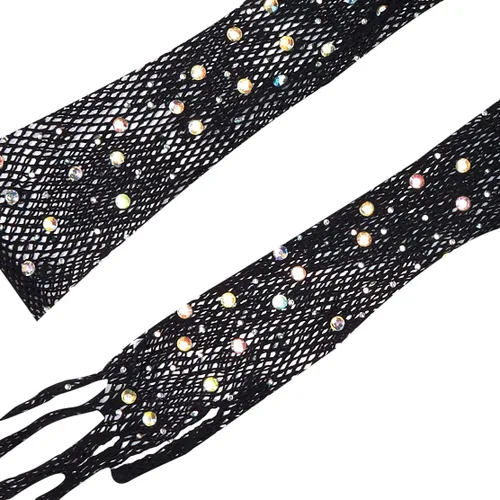Vista 3 de Leg Avenue Womens Rhinestone Fishnet Long Gloves Costume Accessories