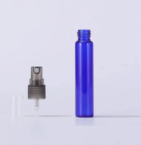Vista 7 de Paquete de 20 botellas de perfume de viaje con atomizador a granel de 0.3 fl oz, botella vacía hidratante (azul)