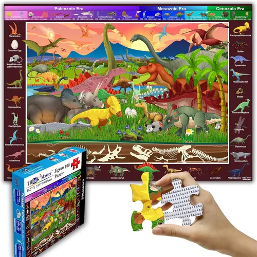 Vista 9 de Think2Master Rompecabezas de 100 piezas de animales del zoológico de la selva tropical colorida. Gran regalo de 23.4 x 16.5 pulgadas
