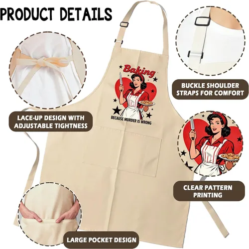Vista 2 de Delantales divertidos para mujeres - Regalo de repostería para mujeres, regalos de Navidad, día de la madre y cumpleaños, perfectos para cocinar