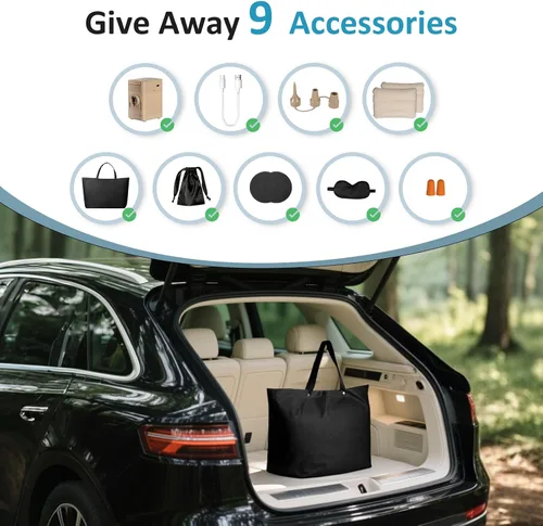 Vista 3 de Colchón de aire autoinflable para SUV con bomba eléctrica integrada, colchón de aire de coche para maletero, colchón portátil para automóvil